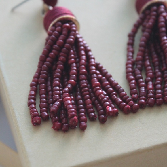 Red Fringe Beaded Earrings - Picture 2 of 3
